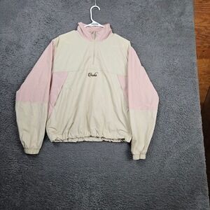 Inaka Power Colorblock Quarter‎ Zip Pullover Jacket Women's XL Beige Pink